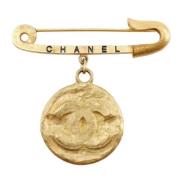 Chanel Vintage Pre-owned Metall broscher Yellow, Dam