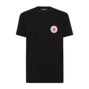 Dsquared2 Logo Patch Bomull T-shirt Svart Black, Herr