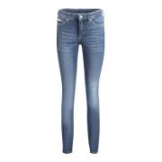 Calvin Klein Denim Skinny Jeans Blå Tvättad Logo Blue, Dam