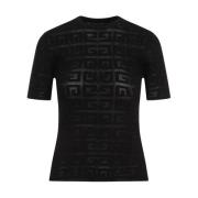 Givenchy Svart Jacquard Crewneck Sweater Black, Dam