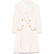 Elisabetta Franchi Beige Kappa med Guld Knappdetaljer White, Dam