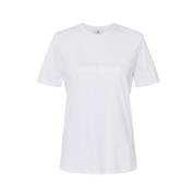 Elisabetta Franchi Kortärmad bomullsjersey t-shirt med strass logo Whi...