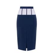 Elisabetta Franchi Blå Stretch Crepe Kjol med Tulle Peplum Blue, Dam