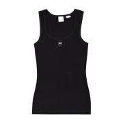 Pinko Räfflad tanktop med Love Birds broderi Black, Dam