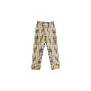 Burberry Rutigt Mönster Straight-Leg Byxor Beige, Dam