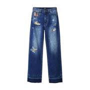 Desigual Baggy Bomulls Jeans Dam Höst/Vinter Kollektion Blue, Dam