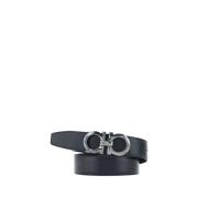 Salvatore Ferragamo Vändbar Läderbälte med Ikonisk Spänne Black, Herr