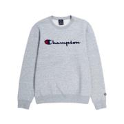 Champion Broderad Script Logo Crewneck Sweatshirt Gray, Herr