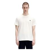 Fred Perry Vit Logo Crew Neck Tröja White, Herr