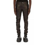 Rick Owens Svarta läderjeans Tyrone modell Black, Herr