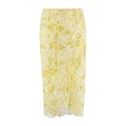 Ermanno Scervino Blommig Paljett Midi Kjol Yellow, Dam