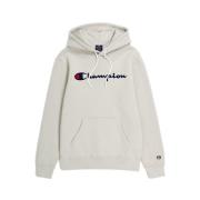 Champion Beige Script Logo Broderad Hoodie Beige, Herr