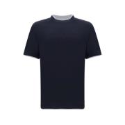 Brunello Cucinelli Sidens T-shirt, Tvåfärgat Design, Normal Passform B...