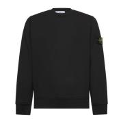 Stone Island Svart Ribbstickad Tröja med Badge Black, Herr