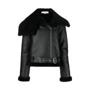 JW Anderson Shearling Läder Bikerjacka Black, Dam