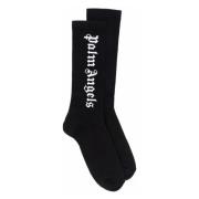 Palm Angels Svart Vit Klassiska Logosockor Black, Herr