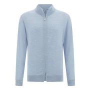 Boggi Milano Merino Ull Zip-tröja Blue, Herr