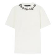 Palm Angels Vit Logotyp Hals T-shirt White, Herr