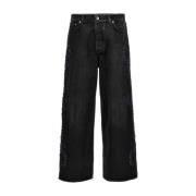 Off White Svarta Denim Flared Jeans Black, Herr