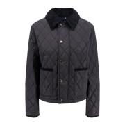 Burberry Quiltad Nylonjacka med Sammet Profiler Black, Dam