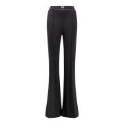 Elisabetta Franchi Monogram Metalldetalj Stretch Byxa Black, Dam