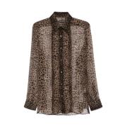 Tom Ford Animalier Brun Skjorta Knappar Plissé Brown, Herr