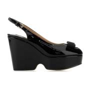 Salvatore Ferragamo Svart läder Lally kilklackar Black, Dam