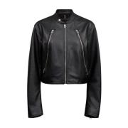 MM6 Maison Margiela Svart läderjacka Black, Dam