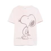 Re/Done Rose Pink Ribbed Crew Neck T-shirt Pink, Dam