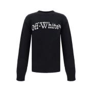 Off White Räfflad bomullströja med monogram Black, Herr