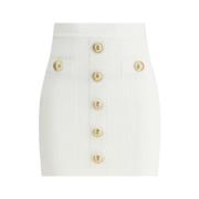 Balmain Räfflad Minikjol med Perforerade Detaljer White, Dam