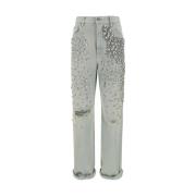 Golden Goose Gyllene Jeans med Strass Stenar Blue, Dam