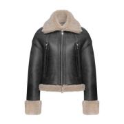 Vespucci by VSP Shearling Jacka Anthracite Kort Längd Dragkedja Gray, ...