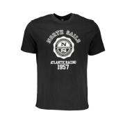 North Sails Svart Bomull T-shirt med Tryck Logo Black, Herr