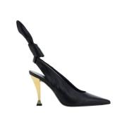 Givenchy Läder Slingback Beauw Pumps med Goldfinish Black, Dam