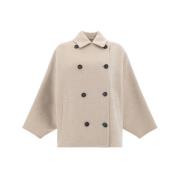 Brunello Cucinelli Ulljacka med fladdermusärmar Beige, Dam