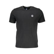 North Sails Svart Bomull T-shirt med Applique Logo Black, Herr