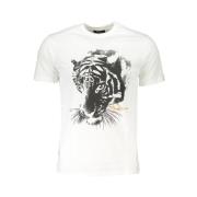 Cavalli Class Tryckt bomullst-shirt med rund hals White, Herr