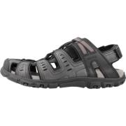 Geox Herr Platta Sandaler för Avslappnade Tillfällen Black, Herr