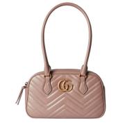 Gucci Rosa Chevron Quiltad Handväska med Guld Hardware Pink, Dam