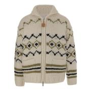 Woolrich Geometrisk Ulltröja Hög Krage Knappar Multicolor, Herr