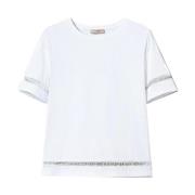 Twinset Bomull Broderad Logotyp T-shirt White, Dam