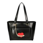 Love Moschino Svart Axelväska - Justerbar Rem Black, Dam