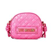 Moschino Quiltad Logoskulderväska Pink, Dam