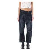 R13 Svarta avslappnade jeans med oversize-stil Black, Dam