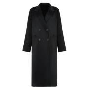 Max Mara Weekend Svart Ull Alpacka Rock Dubbelknäppt Black, Dam