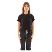 Rick Owens Jersey Tee med Cropped Stil Black, Dam