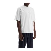 Marni Bomull Crew Neck T-Shirt med Logo White, Herr