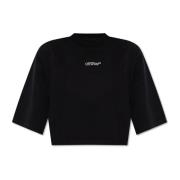 Off White Kort T-shirt med tryckt logotyp Black, Dam