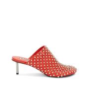 Jil Sander Röda Läder Stud Slip-On Skor Red, Dam